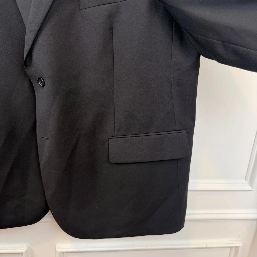 Joseph & Feiss Gold Mens 50 Short Black 100% Wool 2-Button Blazer Suit Jacket